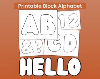 Rounded Alphabet Letters PDF Printable, Bubble Letters A-Z Uppercase, Bulletin Board Letters, Pattern for DIY Banners Crafts Sewing Signs