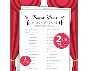 Film Mütter Trivia Spiel, Muttertag Match Up, berühmte Mütter Quiz, Babypartyspiel, Familienfilmabend, Office Team Aktivität