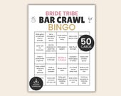 Bar Crawl Bingo, Bachelorette Party Game, Drinking Game for Bridal Shower, Printable Hen Party Activity, Bride Tribe Bar Scavenger Hunt