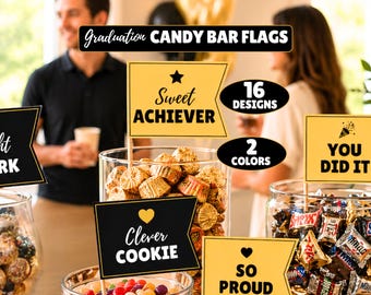 Graduation Candy Bar Flags, Printable Graduation Party Candy Signs, Class of 2026, Grad Table Decor, Candy Buffet Label Decorations