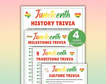 Juneteenth Trivia Game Bundle, Juneteenth Party Game for Families, Black History Trivia, African American Culture Quiz, Freedom Day Activity