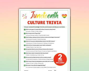 Juneteenth Culture Trivia Game, Juneteenth Party Game for Families, Black History Activity, African American Quiz, Freedom Day Celebration