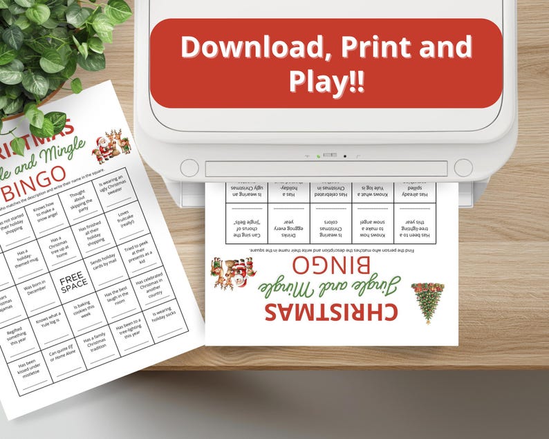 Jingle and Mingle Bingo, Printable Find the Guest Icebreaker Game ...