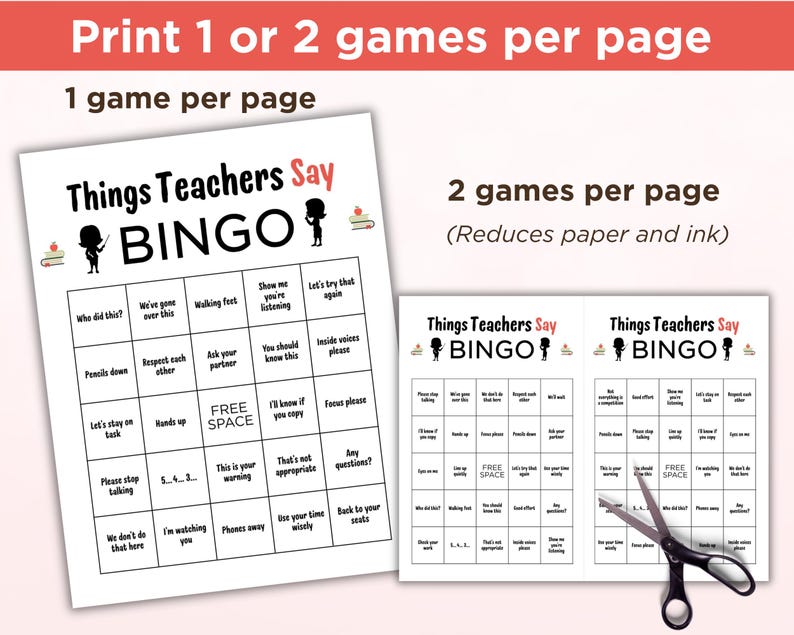 Teacher Bingo Game, Printable Things Teachers Say Bingo Cards, Teacher ...