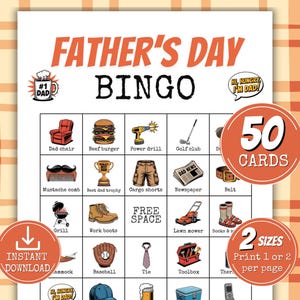 Vatertags-Bingospiel, 50 druckbare Bingokarten, Vater-Bingospiel, Vater-Geburtstags-Partyspiel, Vateraktivität für Kinder und Jugendliche