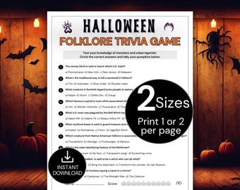 Halloween Trivia Game, Halloween Monster and Folklore Trivia, Printable Halloween Party Game for Teens & Adults, Halloween Game Night Quiz