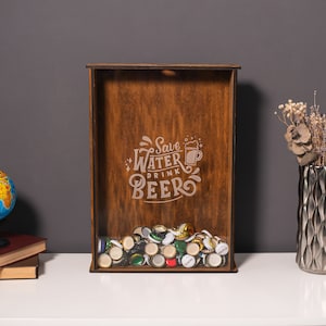 Bottle cap holder personalised, Beer cap collector, Bottle cap shadow box, Beer cap holder custom, Bottle cap display, Beer cap shadow box