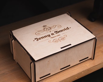 Wedding keepsake box, Wedding memory box large, Keepsake box couples, Custom wooden box with hinged lid, Photo box, Large storage box