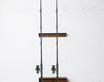 Wooden fishing rod holder, Fishing rod holder wall, Fishing rod wall mount, Fishing rod wall rack, Fishing rod display, Fishing rod stand