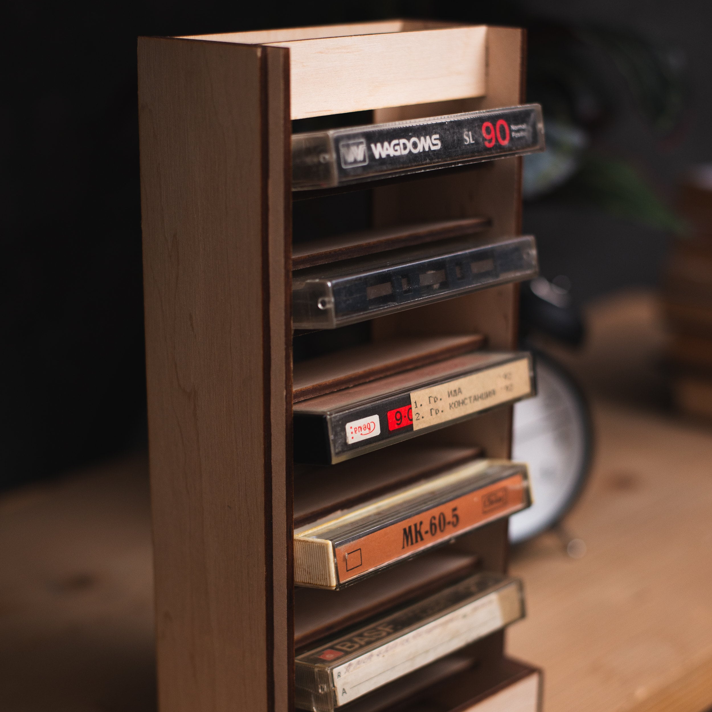 Vintage Teak Wood Casette Lack チーク材 カセットラック 20巻