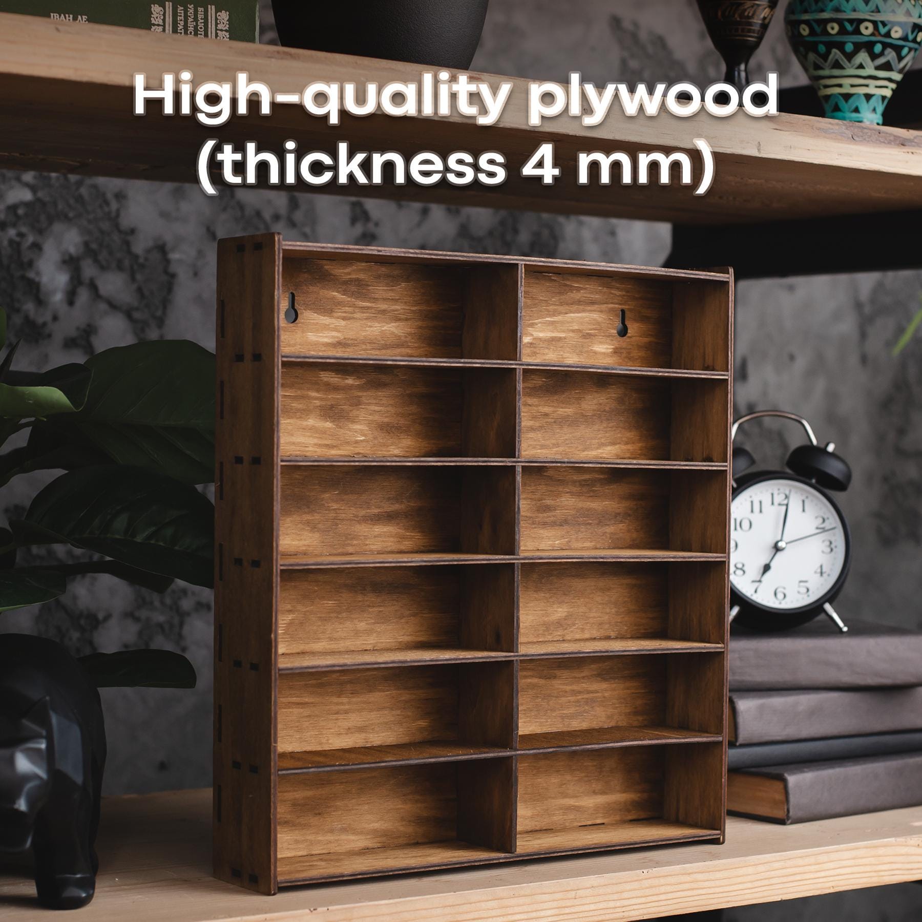 Wood & Metal Sunglasses Organizer – Holds 12 Pairs, With Storage Tray Base - View #9