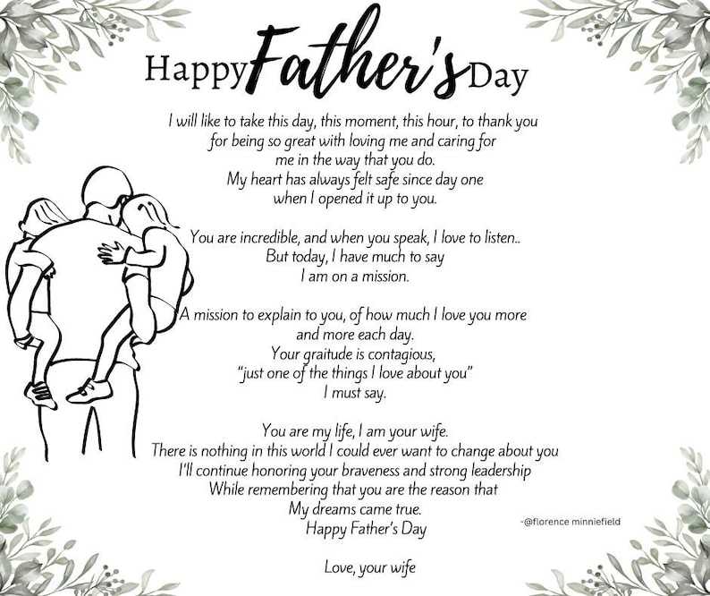 Personalized Father's Day Poem Gift for Husband (digital Print) - Etsy