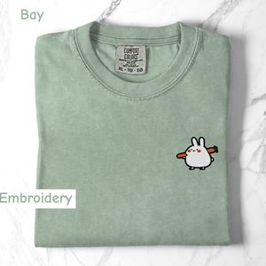 Embroidered Bunny and Carrot Tee: Comfort Colors Shirt, Animal Lover Gift