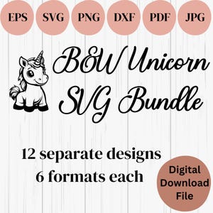 Unicorn Vector SVG Bundle - PNG Files For Crafting, Multiple Fun Playful Cartoon Unicorns For Your Room, Shirt, or Other Personal Products