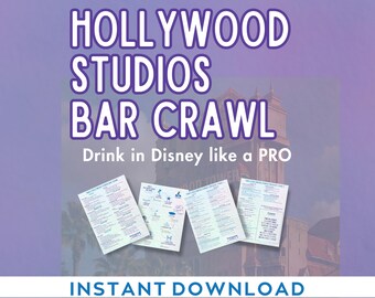 Guía de bares de Hollywood Studios / Itinerario de bares de Disney / Mapa y lista de verificación imprimibles del parque / Planificador de vacaciones en Disney World