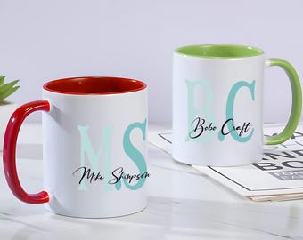 Personalized mugs with Letters, Customize colorful coffee mug with text, 11 OZ personalized gift for Birthday Anniversary Christmas