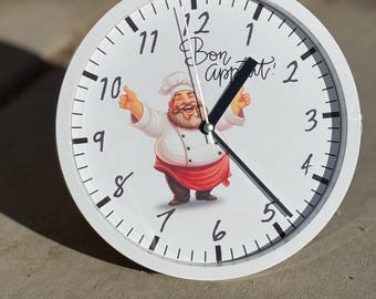 Chef Kitchen Clock: 9" Wall Decor Accent
