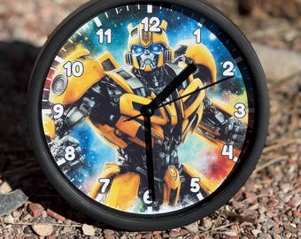 Bumblebee Transformer Clock: 9" Wall Decor