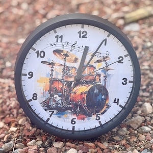 Drum Set Clock: 9" Percussion-Themed Musical Decor