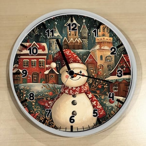 Vintage Snowman Wall Clock | Retro Christmas Winter Home Decor