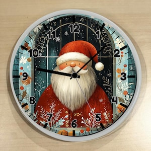 Vintage Santa Claus Wall Clock | Retro Christmas Holiday Home Decor