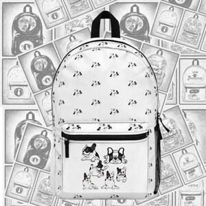 French Bulldog Backpack Cute Dog Print School Bag Trendy Travel Backpack for Dog Lovers Gift for Pet Owners Aesthetic Bookbag