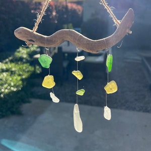 Mini Sea Glass Art Sun Catcher- seaglass beach glass sun catcher windchime mobile decoration boho wall hanging