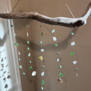Sea Glass Art Sun Catcher- seaglass beach glass sun catcher windchime mobile decoration boho wall hanging ornament