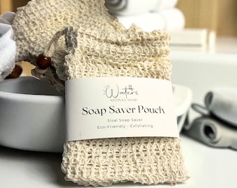 Natural Soap Saver Bag Eco Bathroom Accessory Zero Waste Shower Essential Exfoliating Scrubber Sisal Pouch Bamboo Soap Cotton Holder Linen