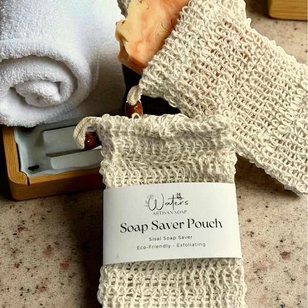Natural Soap Saver Bag Eco Bathroom Accessory Zero Waste Shower Essential Exfoliating Scrubber Sisal Pouch Bamboo Soap Cotton Holder Linen