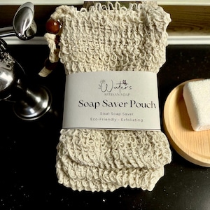 Natural Soap Saver Bag Eco Bathroom Accessory Zero Waste Shower Essential Exfoliating Scrubber Sisal Pouch Bamboo Soap Cotton Holder Linen 画像 13