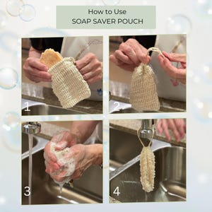Zero Waste Bathroom Essential Natural Soap Saver Bag Sustainable Shower Accessory Eco Friendly Alternative Sisal Fiber Pouch Exfoliating Scrubber Daily Routine Helper Wooden Bead Closure Design Soap Preservation Method Longer Lasting Soap