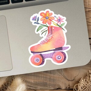Watercolor Roller Skate with Flowers Sticker