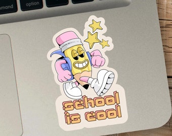 Retro Pencil Sticker, School Theme, Teacher Gift, Weatherproof Laptop Decal