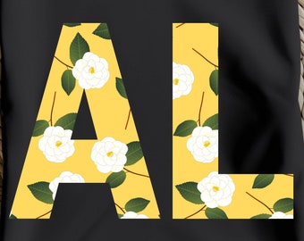 Alabama Floral Design, AL T-shirt PNG, Sublimation Design (Digital Download)