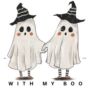 Retro Halloween Ghosts PNG, T-Shirt Design (Digital Download)