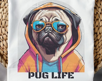 Pug Life PNG, Dog T-Shirt Design (Digital Download)