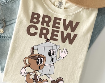 Retro Brew Crew Coffee T-shirt Design, PNG SVG (Digital Download)