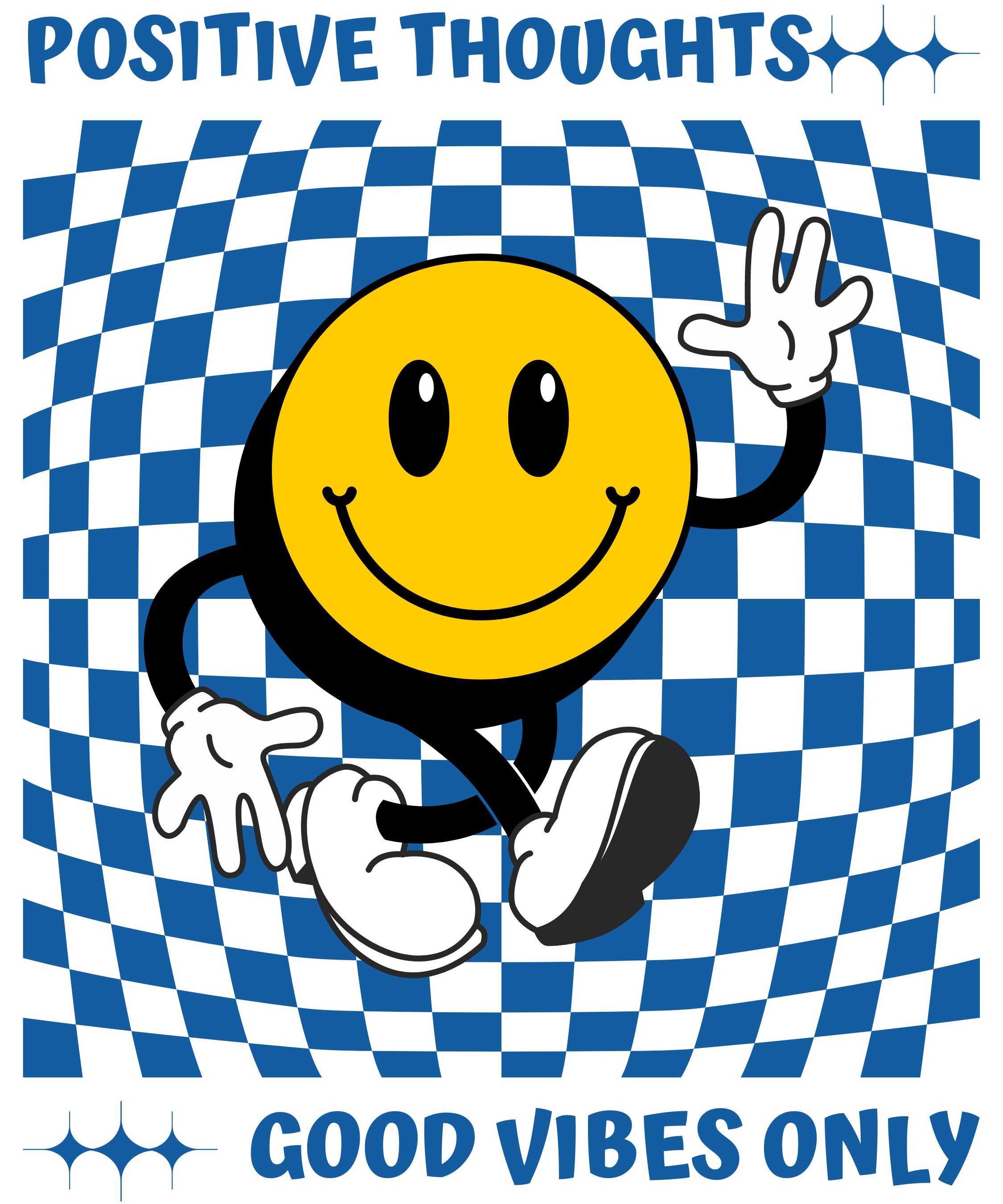 Positive Thoughts Smiley Face PNG SVG, Retro Design (digital Download ...