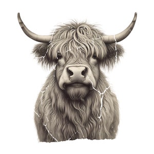 Highland Cow Majestic PNG, Highland Cow T-shirt Design, Highland Cow Instant Download, Animal PNG, Highland Cow Sublimation Design