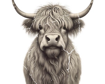 Majestic Highland Cow PNG, Animal Sublimation Design (Digital Download)