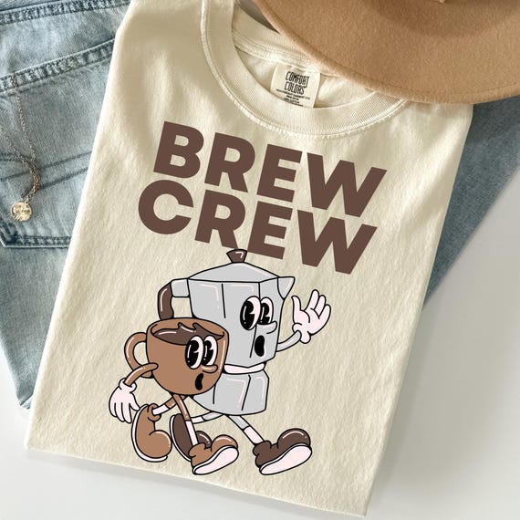 Retro Brew Crew Coffee T-shirt Design, PNG SVG (Digital Download)