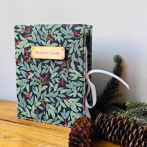 Livraison JANVIER ! Pages claires du livre de cartes de Noël, album photo du père Noël, album de Noël personnalisé, vacances Rifle Paper co, poinsettia rouge