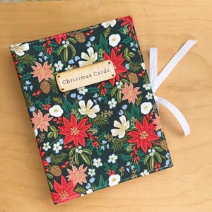 Kerstkaartboek DUIDELIJKE pagina's, fotoalbum kerstman, gepersonaliseerd kerstalbum, Rifle Paper co-vakantie, rode kerstster