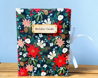 Christmas card book CLEAR pages, Santa photo album, personalized Christmas album, Rifle Paper co holiday, red holly