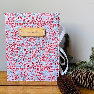 Libro de tarjetas navideñas con páginas TRANSPARENTES, álbum de fotos de Papá Noel, álbum de Navidad personalizado, Rifle Paper co Holiday, flor de pascua roja