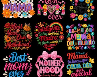 Mother's Day PNG Pack, Best Mom Ever, Mother Hood, Crochet, Sublimation, Synthetic Yarn, Floral