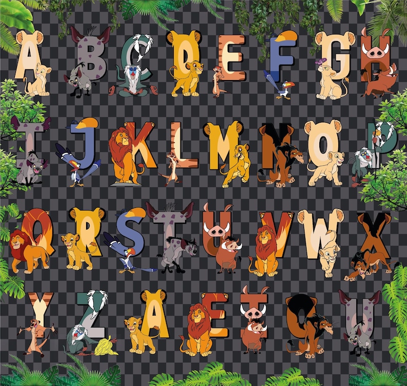 Lion King Alphabet, Simba Custom Alphabet PNG Files, Lion King Alphabet ...