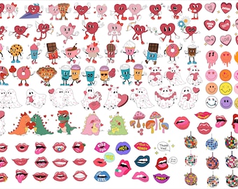 Retro Valentine's Day Pack, SVG Files for Cricut Valentine, Retro Heart, Valentine's Day, Hippie Love PNG SVG Images