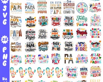 Father's Day SVG-PNG Package / 58 Unique Designs for Father's Day / Digital Download, Happy Father's Day, World's Best Dad.